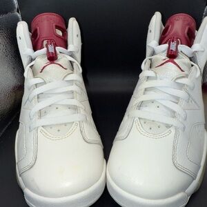 Jordan Kids White and Burgundy Sneakers